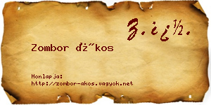 Zombor Ákos névjegykártya